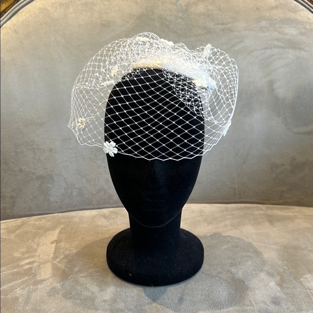 Bridal Birdcage Veil with Floral Accents